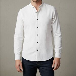 ASOS White Button-Down Shirt with Blue Speckles Size Medium
